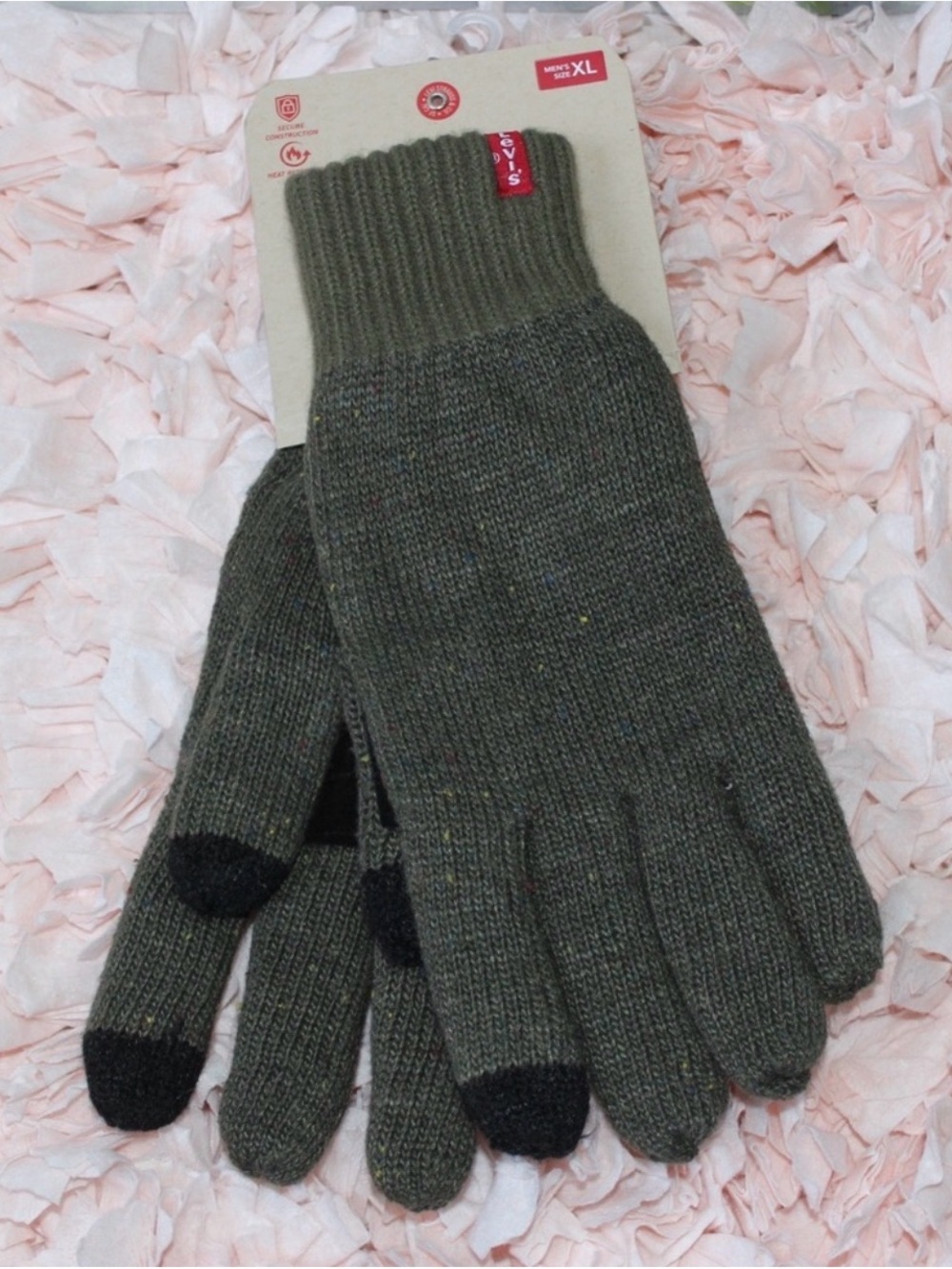 Levi’s Touchscreen Knit Gloves Olive Green | Men’s XL | NWT